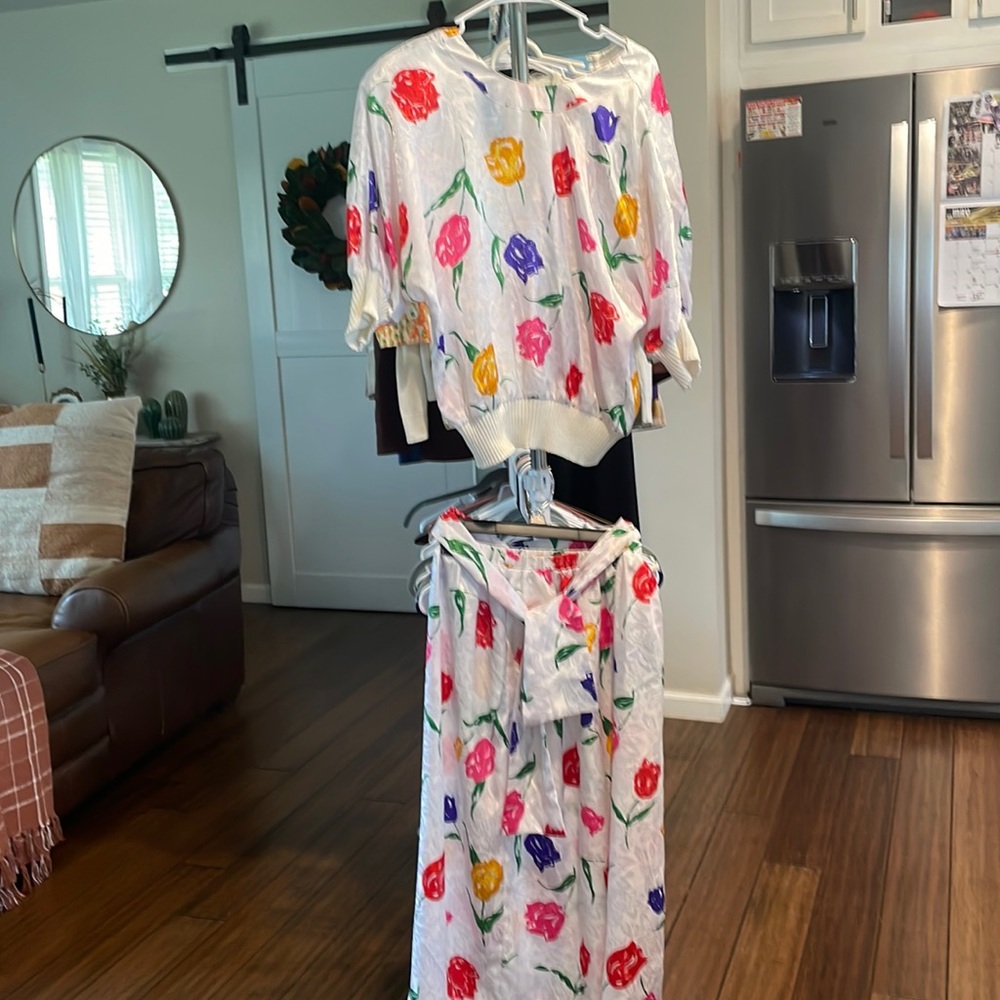 Vintage blouse, skirt, and belt set